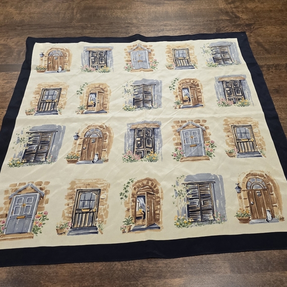 Talbots Beige and Black Multi Doorframes Print Square Scarf - Picture 2 of 6